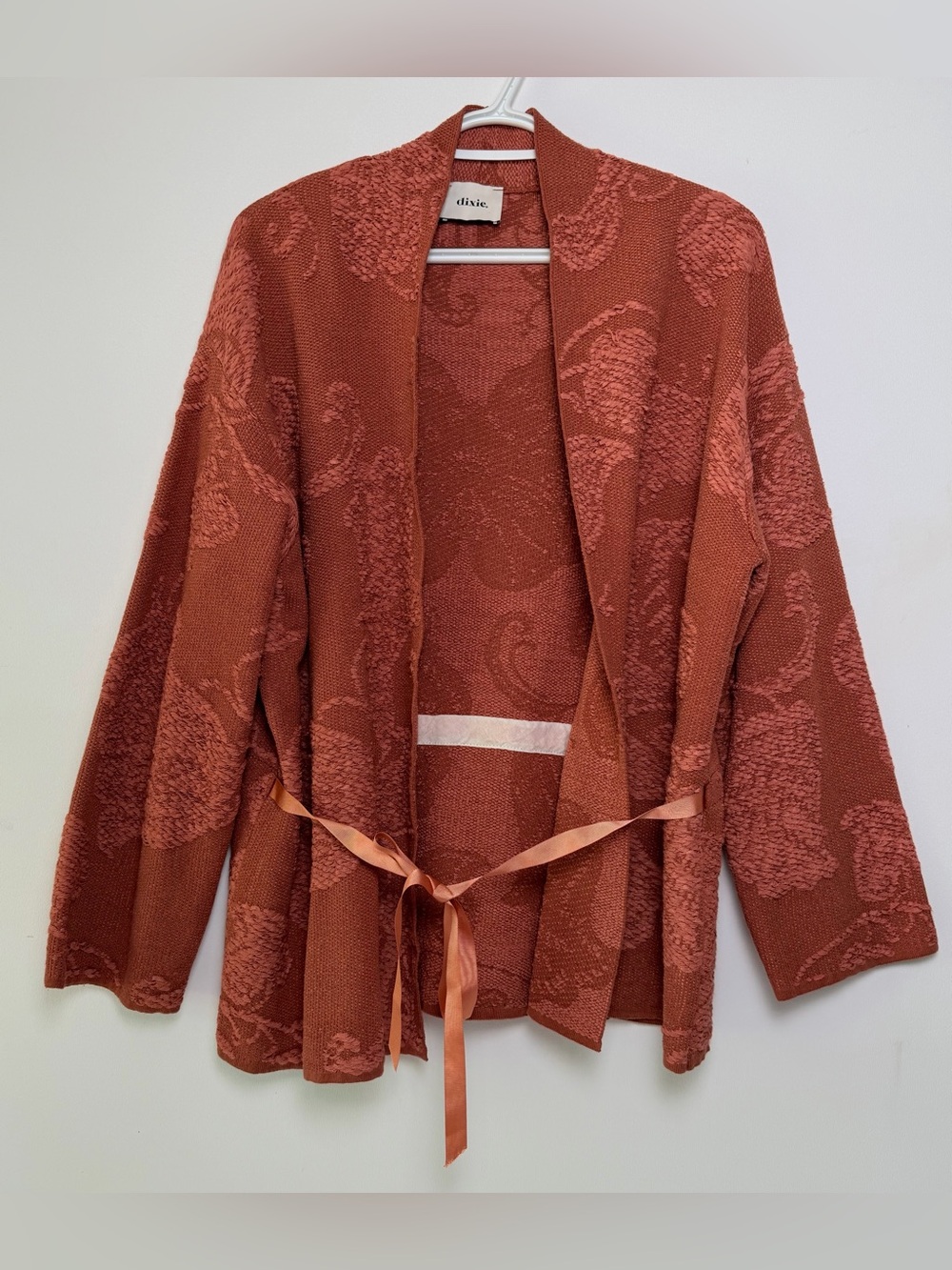 Lane Bryant Orange Solid Open Front Knit Cardigan Sweater Ribbed Trim 14/16